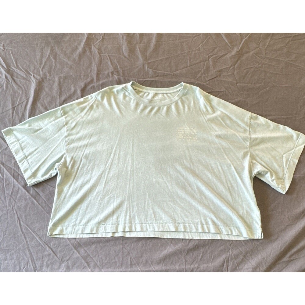 American Eagle Women’s XL Light Green Inspirational Quote Cotton Croped T-Shirt